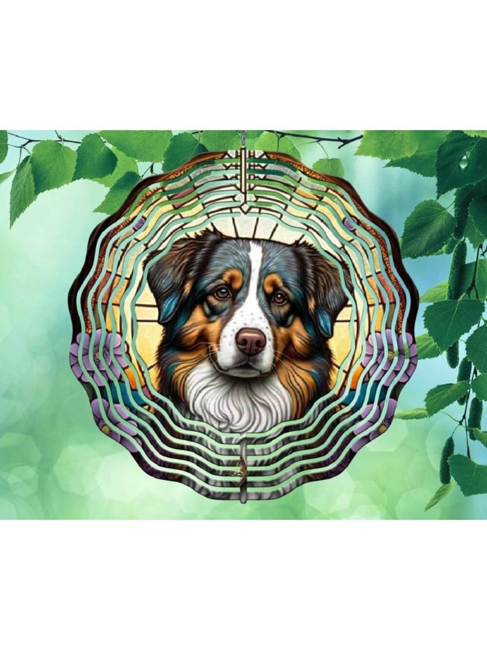 10" Australian Shepherd Aussie Dog Pup Wind Spinner Yard Decor 3D Kinetic rws055